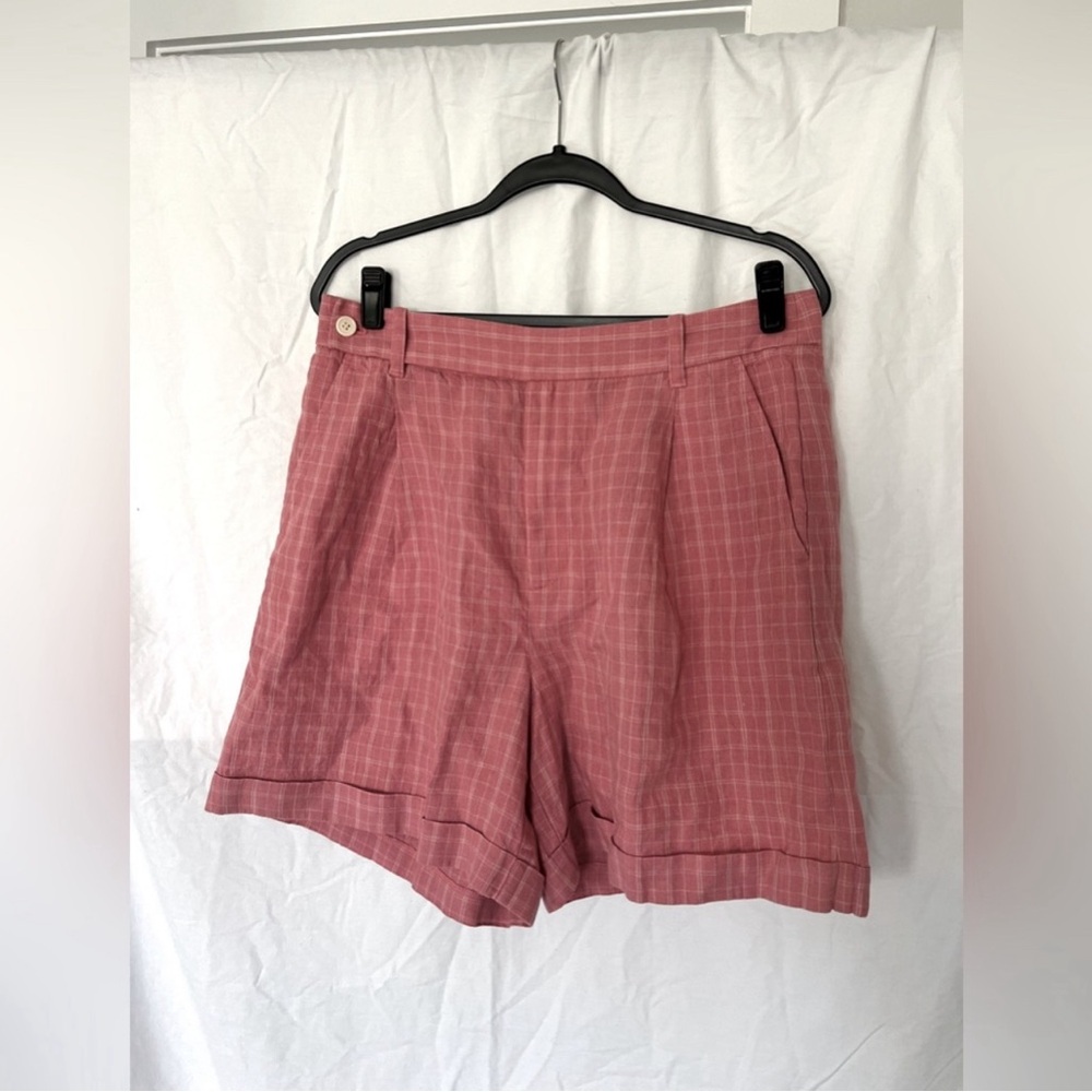 Madewell Harlow pink striped shorts linen